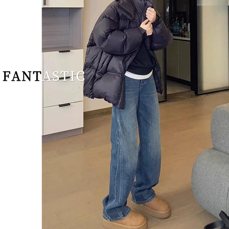 レディース デニムパンツ ハイウエスト ワイドレッグ ストレート ゆったり スリム見せ 大きめサイズ 梨型体型対応 カジュアル 普段使い コットン素材 楽ちん スタイルアップ ボトムス ジーンズ