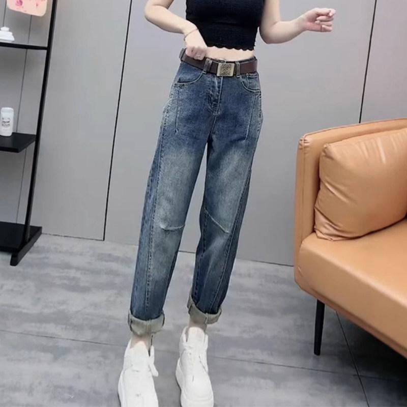 デニムパンツ ハイウエスト ストレート レトロ シルエット ビッグサイズ スリム スタイリッシュ ファッション 合わせやすい 春夏 カジュアル 普段使い