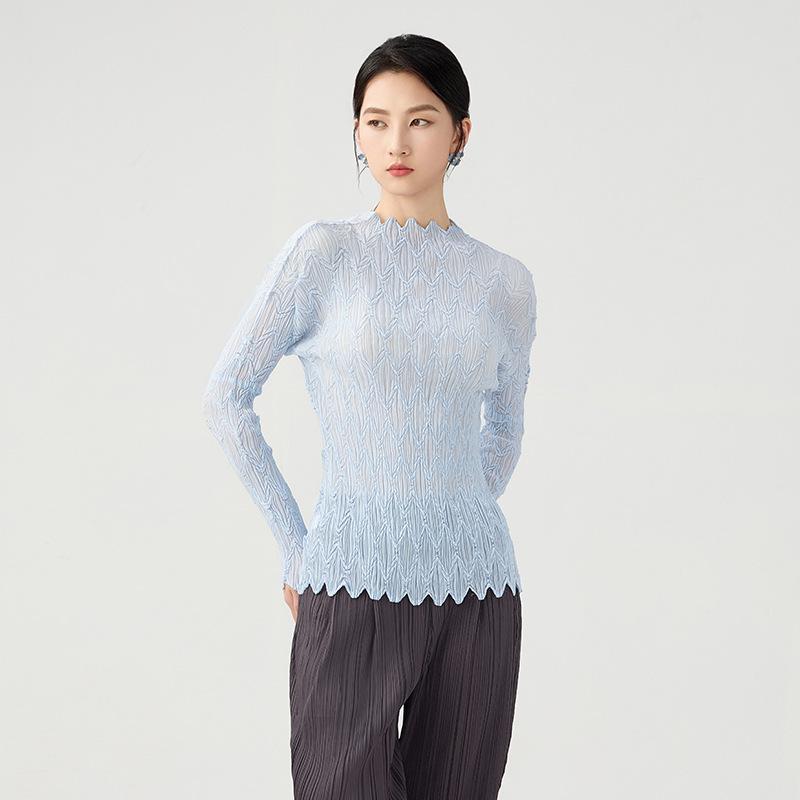 レディース 長袖 シフォンブラウス 軽量 通気性 無地 プリーツ スリムフィット スタイルアップ 夏 カジュアル 普段使い 吸湿速乾 柔らかい 素材