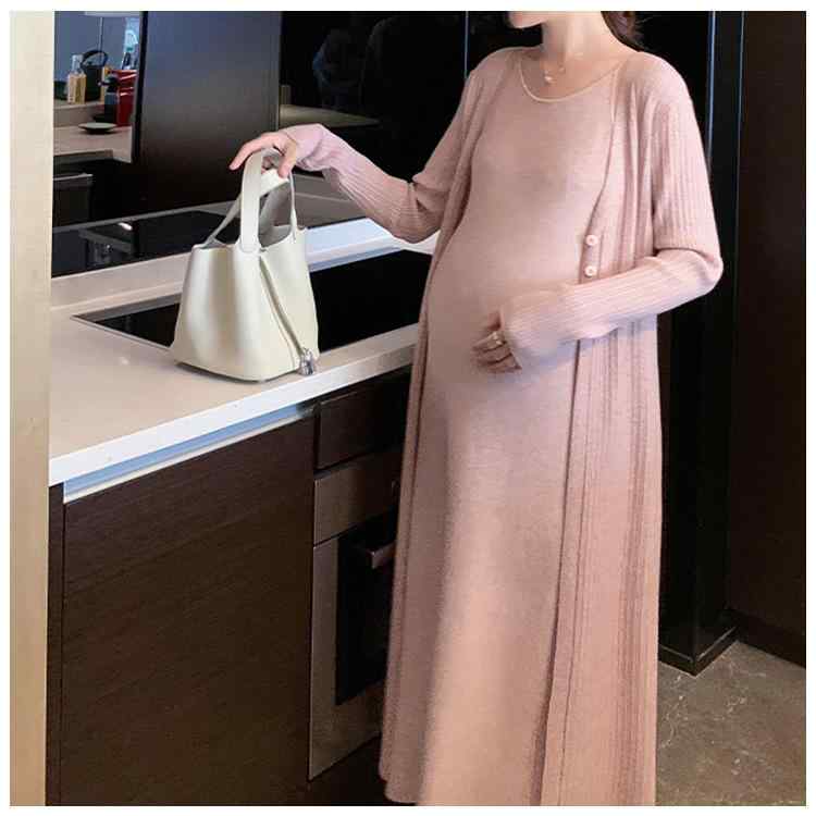 妊婦用 衣裳 2点書き割り 御膳上等感 今めかしい 日月 吊り帯 ロング丈 開きジレー 今めかしい 洋 好いたらしい ゆったり 相応う