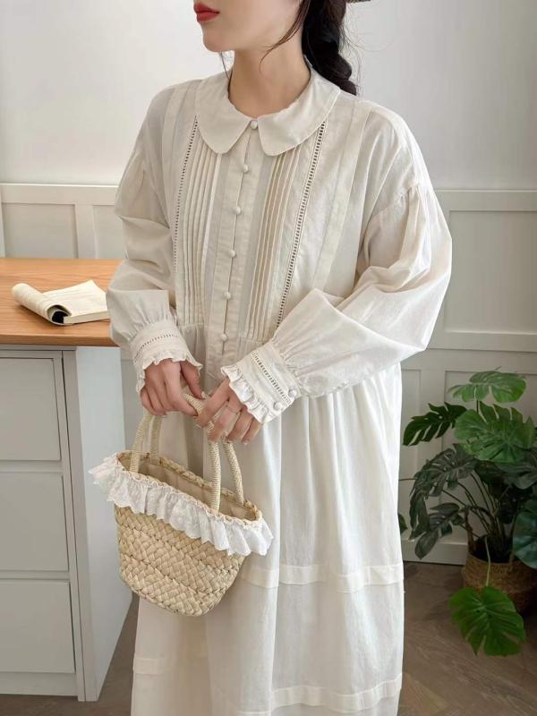 衣裳 レディース 森御嬢さん 愛くるしげ お人形さん色合い 綿織物 筋目 大スコート裾 細押し出し 御機嫌酉の方角 白いこと 膝下 女子らしい 自然的 太陽面爆発 普段使い