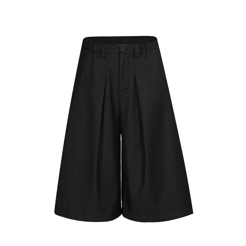 メンズ ショートパンツ ビンテージ ユニセックス ドレープ プリーツ デザイン ルーズ シルエット カジュアル 普段使い 七分丈 クロップド アメリカン スタイル トレンド ファッション ゆったり フィット 通勤 通年