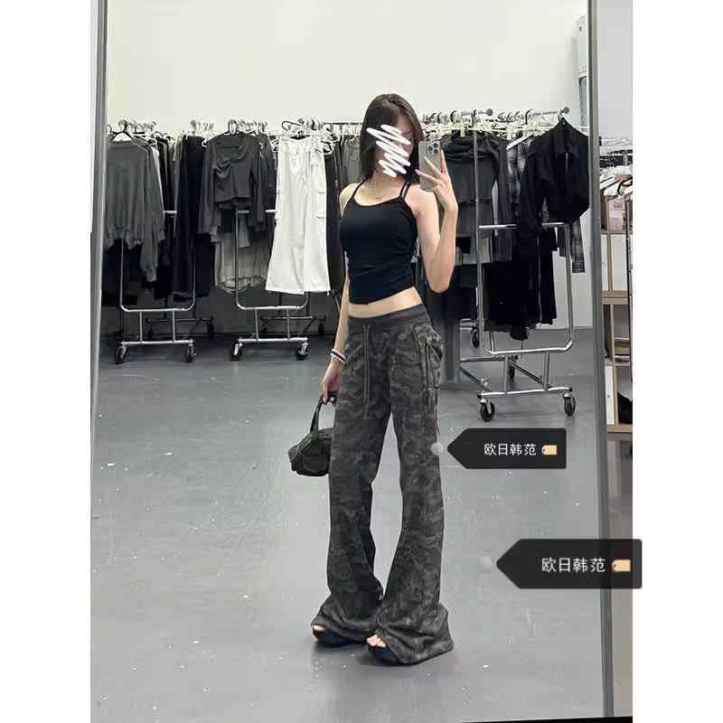 レディース カーゴパンツ 迷彩柄 レトロ アメリカンスタイル 大きめ ストレート 微フレア カジュアル ストリート デザイン性 普段使い 軽量 伸縮性 5,076円