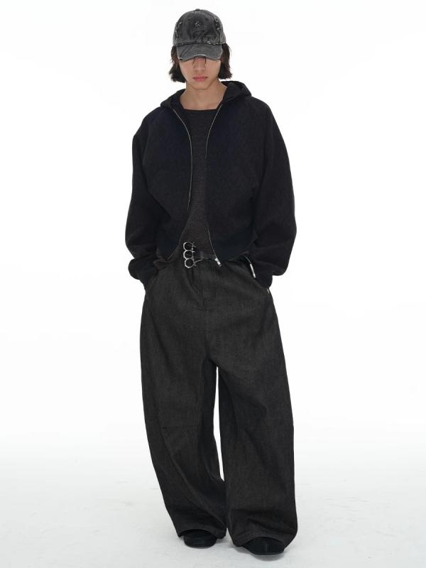 デニムパンツ メンズ レディース レトロ 原色 アメリカンスタイル ゆったり シルエット ストレート ワイドレッグ 垂れ感 床引き長 カジュアル 普段使い デニム素材