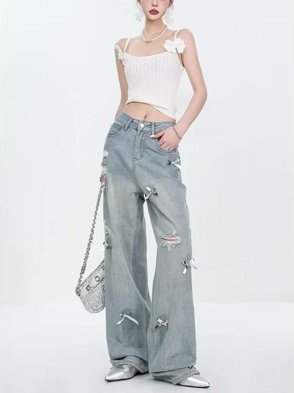 レディース デニムパンツ ルーズフィット オーバーサイズ ワイドレッグ ストレート 夏用 デニム素材 カジュアル ストリートスタイル アメリカン 個性派 普段使い 軽量 伸縮性 4,382円