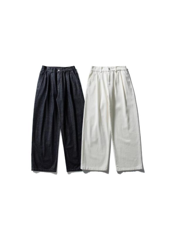 メンズ デニムパンツ 秋冬 アメリカンスタイル レトロ シンプル ゆったり ルーズフィット ビッグシルエット 合わせやすい カジュアル コットン インディゴ ベーシック 多用途
