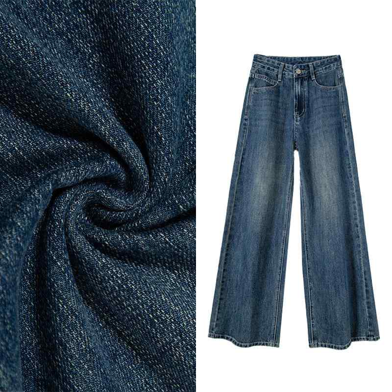 デニムパンツ レディース ハイウエスト ワイドレッグ ブルー スリム効果 デザイン性 横ライン バックポケット ストレート ロング丈 カジュアル 普段使い 高級感 快適 ストレッチ 4,528円