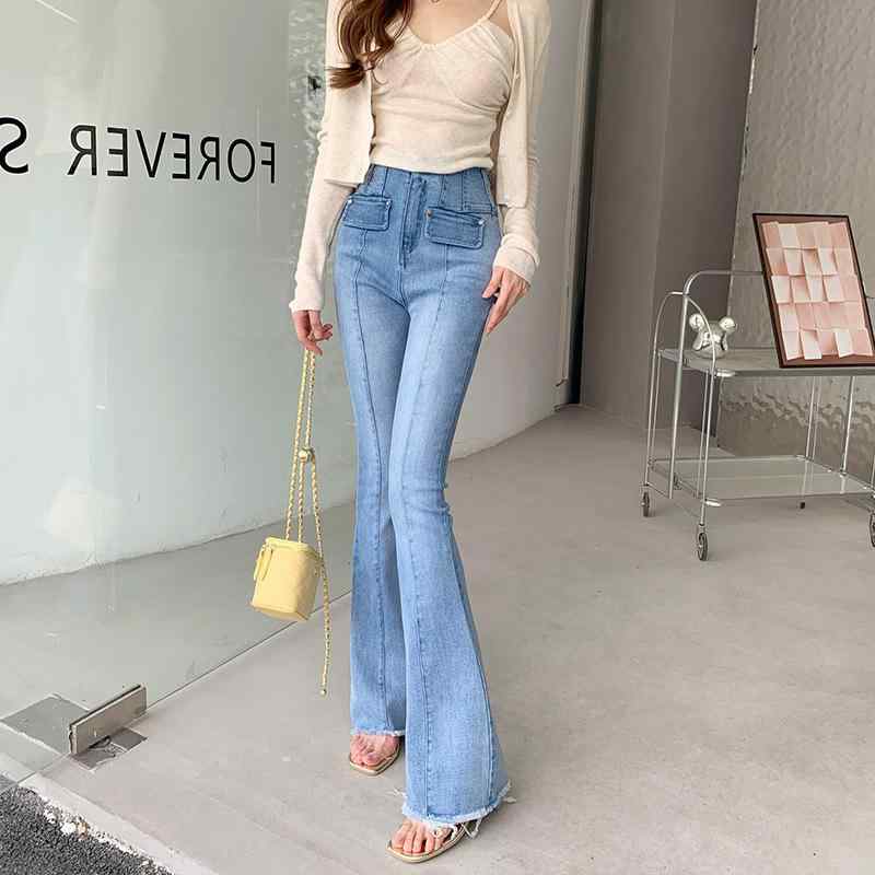 レディース ハイウエスト デニムパンツ カジュアル ボトムス ストレッチ 快適 フィット 普段使い デニム素材 女性用 ズボン 軽量 伸縮性