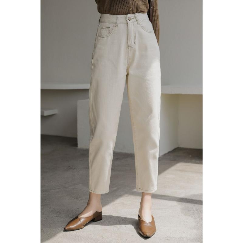 レディース デニムパンツ ハイウエスト ハーレム ゆったり スリム効果 9分丈 ストレッチ 綿素材 秋 普段使い カジュアル ボトムス 韓国風 トップス