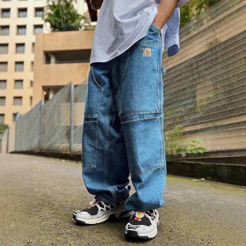 ジーンズズボン下 男女兼用 ゆったり影ぼうし レトロ ビンテージ 細工物御召しもの 膝二重 耐久社会システム ロング丈 心地好い アウトドア 普段使い