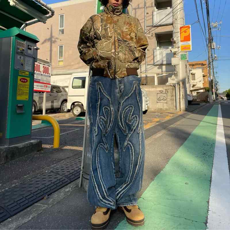 デニム メンズ レディース 引っ切り無い ジーンズズボン下 レトロ ビンテージ ウォッシュ産業 星 月 炎 刺しゅう 主題 古着 表どおり 心地よい ジーンズ原料品 ゆったり影ぼうし 日常使い走り