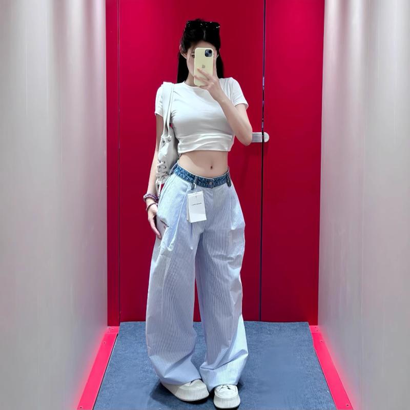 レディース ジーンズズボン下 うつり変わり 胴回り縞模様 ローライウエスト ロング丈 春夏 心地よい 普段使い走り 伸ばすこと原料品 特殊表現スタイル ボトムス 亭主もち用 低腰 伝達ルート柄