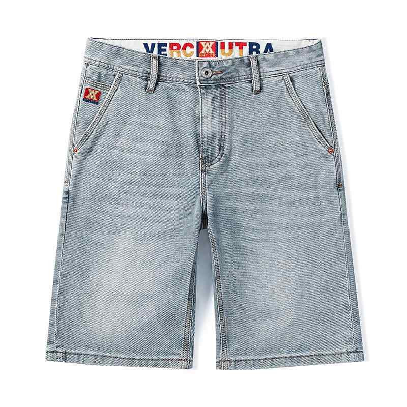 デニム ショートパンツ メンズ レトロ ビンテージ風 加工 ストレッチ 伸縮性 スリム ストレート シルエット カジュアル ストリート スタイル ユース 日常使い