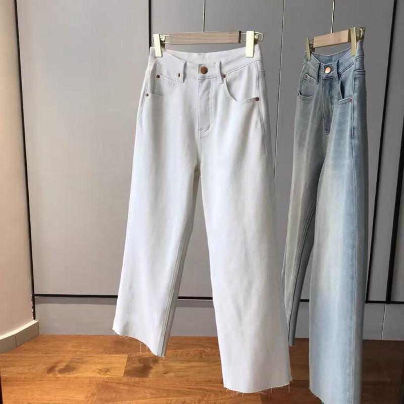 メンズ デニムパンツ レトロ ハイウエスト スリム ストレート ニーパンツ フリンジ ストレッチ 素材 コットン 混 紡 カジュアル 普段使い 通勤 対応 軽量 快適 着用
