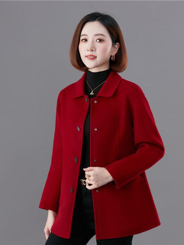 レディース コート プラスサイズ ダブルフェイス 羊毛 カシミア混 ゆったり シルエット ママ スタイル 暖か 秋冬 アウター ウール 素材 保暖 機能｜みやショップ店