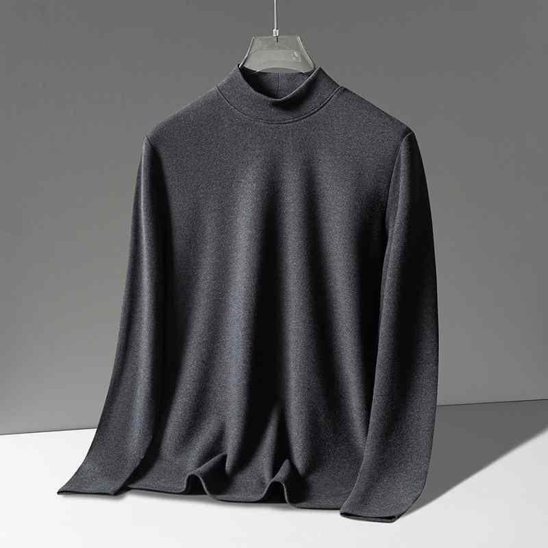 秋冬 メンズ Tシャツ 暖か素材 無地 半ハイネック 厚手 スリムフィット インナー トップス 保温性 柔らかい 普段使い