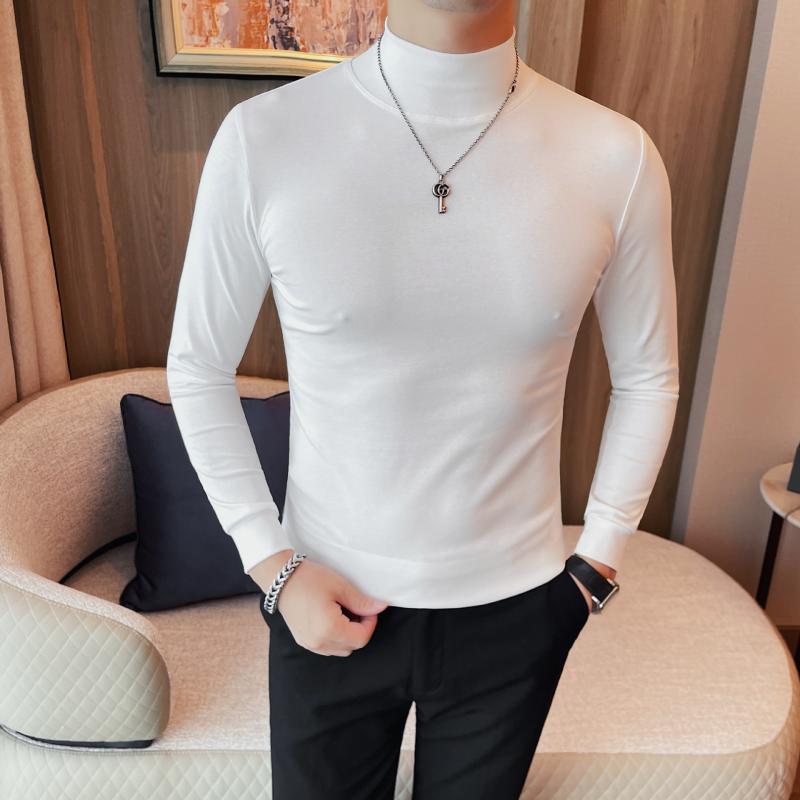 Tシャツ メンズ 秋冬 長袖 ハーフハイネック クルーネック 伸縮性 カジュアル インナー 防寒 暖か トップス ベースレイヤー 普段使い レイヤリング 快適 フィット ソフトタッチ