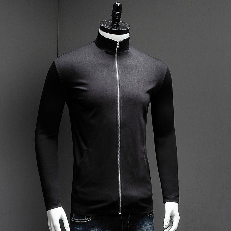 メンズ 長袖 半ハイネック はだ着 ジレー 綿原料品 ファスナー 日月 トップス 伸縮性 軽さ 普段使い