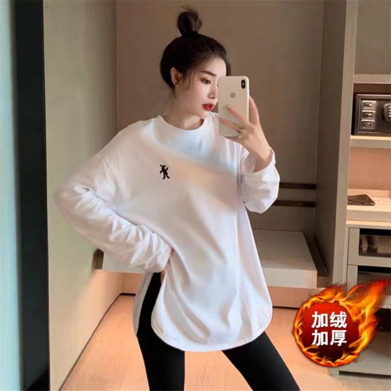 秋冬 レディース 長袖 Tシャツ ホワイト コットン インナー 暖か レイヤリング トップス カジュアル 普段使い 柔らかい ベースレイヤー