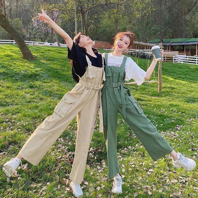 レディース サロペット セット 韓国 ゆったり スリム見え 春夏 ワイドレッグ 連体パンツ 学生向け カジュアル スタイル