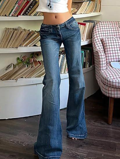 レディース パンツ デニム ジーンズ レトロ フラッペッド ベルボトム ストレッチ 伸縮性 スリムフィット 細見え 修身 女性用 ロング丈 カジュアル 普段使い 欧米 アメリカンスタイル