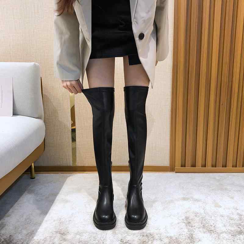 オーバーニーブーツ 成人女性用 秋冬 厚底 裏起毛 ロング丈 防寒 生あたたかい 今めかしい 馬鹿でかい大きさ ご機嫌とり捨てる 練りあわせるなめし革 雨合羽製作 普段使い走り 通い相応う か細い相応う
