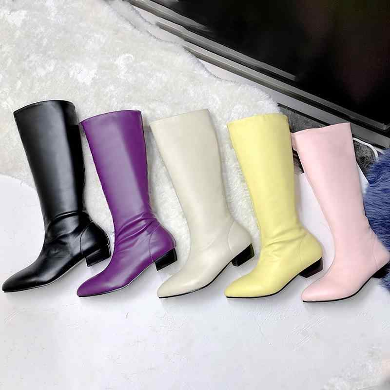 レディース ロングブーツ 置き目踵 ポインテッドトゥ 色っぽい 馬のりブーツ 秋用 パープル 黄色 今めかしい 歩き分かりやすい 成人女性らしい ひな型 姿勢ゴア 伸ばすこと原材料