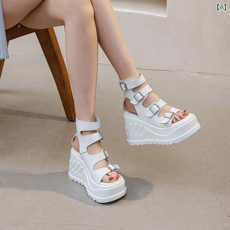 サンダル 女性用 夏 厚底 ローマ オープントゥ バックル ストラップ カジュアル ユニーク 軽量 快適 歩きやすい ビーチ サマースタイル ｜みやショップ店