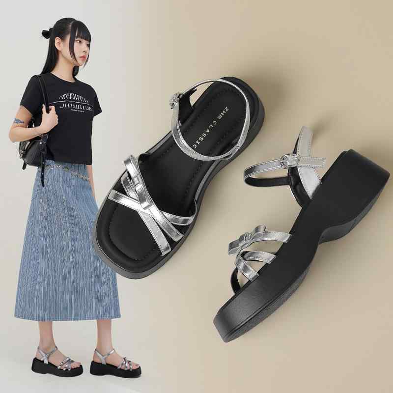レディース 厚底 リボン ローマサンダル プラットフォームソール 夏用 洗練 ベーシック スタイリッシュ 快適 女性シューズ