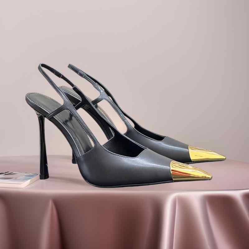 女性用 ハイヒールサンダル ゴールド メタルトゥ スクエアトゥ パテントレザー 細ヒール バックオープン 夏用 軽量 伸縮性 接触冷感 ハイウエスト ビッグシルエット Vネック ブラック ピンク系 アイボリー 春夏 秋冬 サマー ウィンター 通勤用 普段