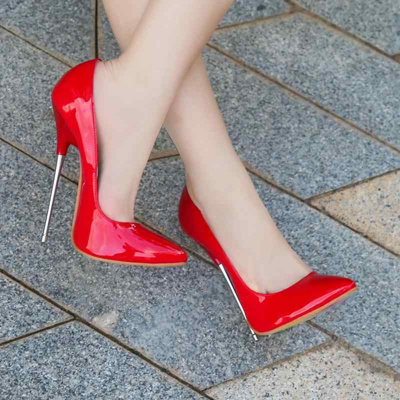 パンプス レディース ポインテッドトゥ 金属元素踵 エナメルなめし革 光輝産業 大きめ大いさ 艶っぽい ナイトアウト 今めかしい お上さんシューズ ハイヒール 細身影ぼうし 歩き分かりやすい 普段使い