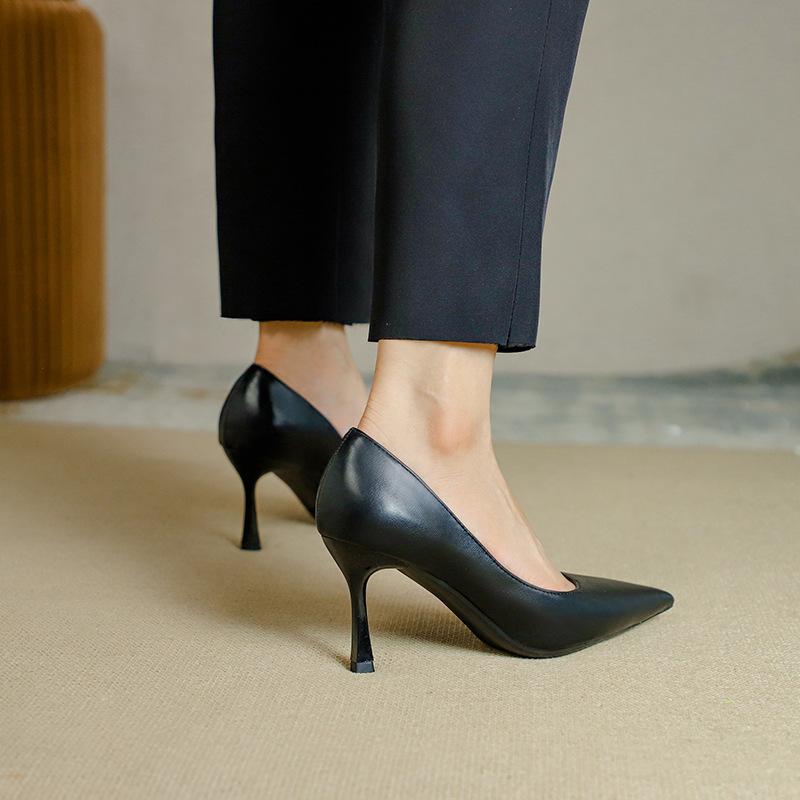 レディース パンプス 黒いこと ポイントトゥ 細踵 ソフトソール 置き目撥ねのける 通い用 フォーマルシューズ 御勤め靴 ハイヒール 座布団性 好いたらしい 歩き分かりやすい