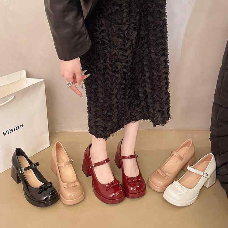 パンプス レディース 春夏 防水 厚底 ハイヒール 蝶結び ストラップ 光沢レザー ファッション 女性用 歩きやすい 軽量 伸縮性 ブラック系 ピンク系 アイボリー 普段使い 通勤用