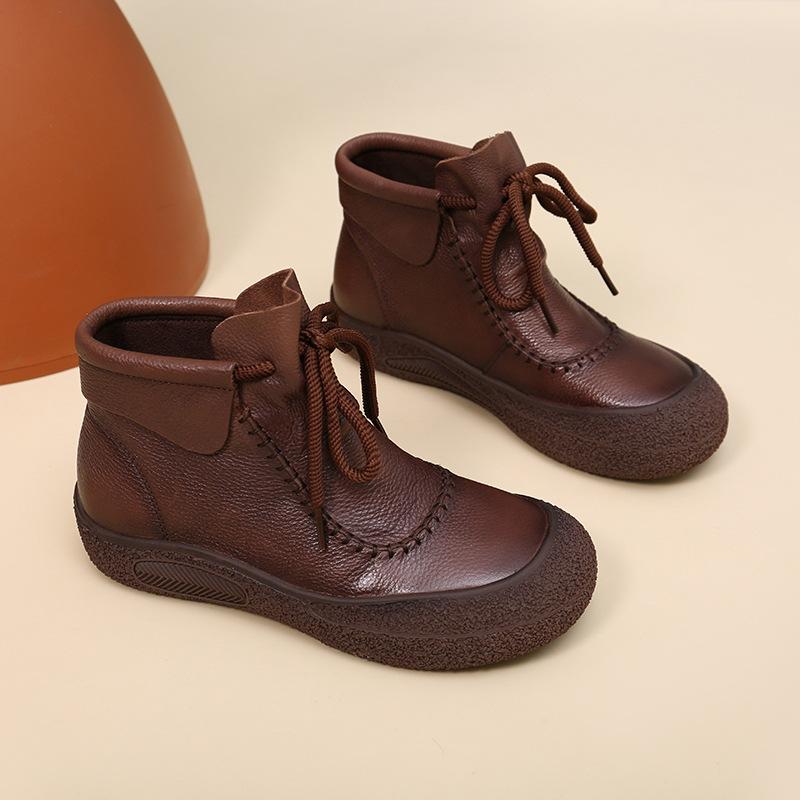 ブーツ レディース レトロ シューズ 秋冬 イギリス ラウンドトゥ フロントレースアップ ショート丈 アンクル丈 ファッション カジュアル ストリートスタイル 防水加工 厚底 スタイリッシュ ダークカラー