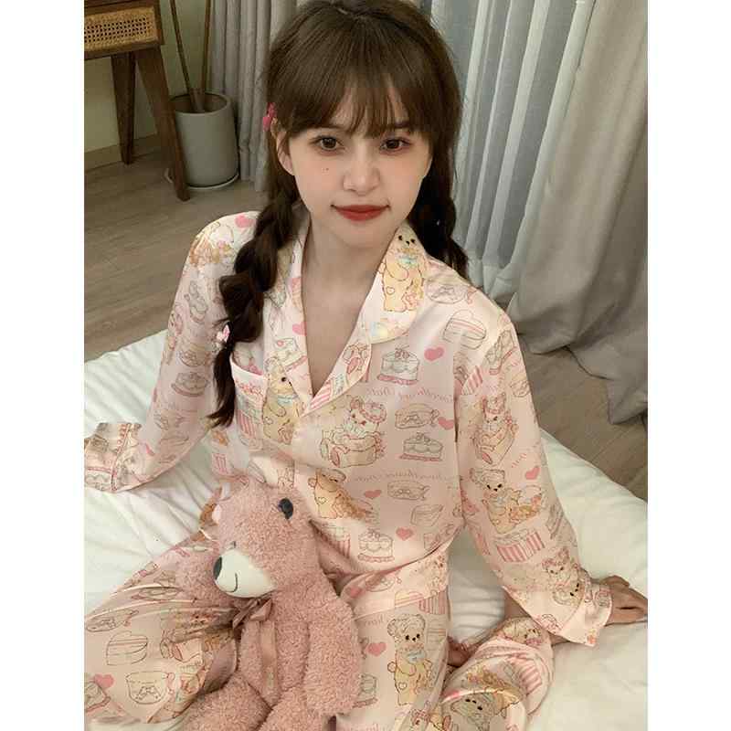 女の子用 長袖 パジャマセット 接触冷感 薄手 生地 春秋 かわいい キャラクター柄 韓国 ルームウェア 部屋着 就寝用 ソフト 素材