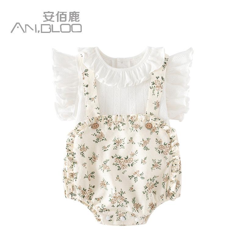 ベビー 女の子 新生児 夏用 連体服 ロンパース 背広パンツ セット かわいい おしゃれ 吸湿速乾 軽量 コットン 素材 通気性 良い ピンク 系 カラー