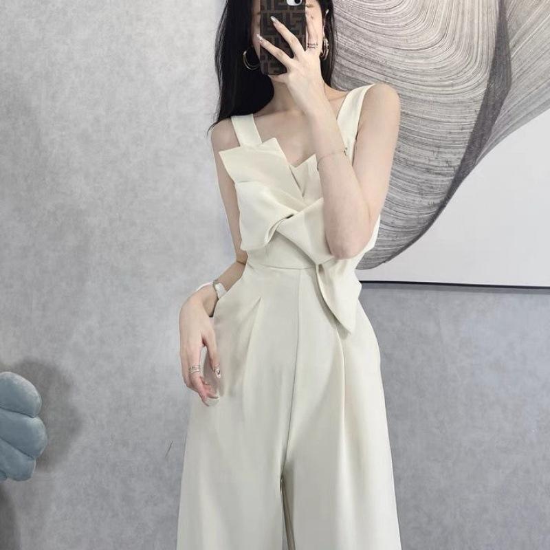 レディース ワイドパンツ ハイウエスト ドレープ カジュアル つなぎ 春夏 ロング丈 スリム見え 普段使い ゆったり 楽ちん ボトムス