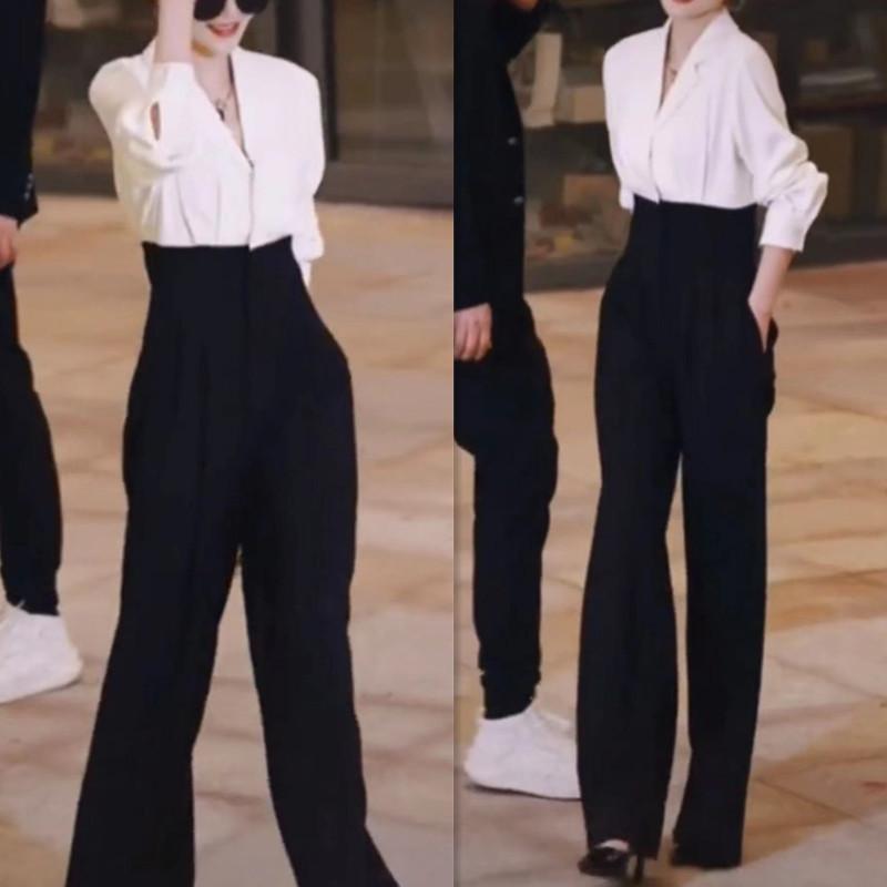 連体服 レディース 春夏 Vネック ロングパンツ 韓国 スリム 細身 カジュアル ファッション 普段使い ストレッチ 軽量