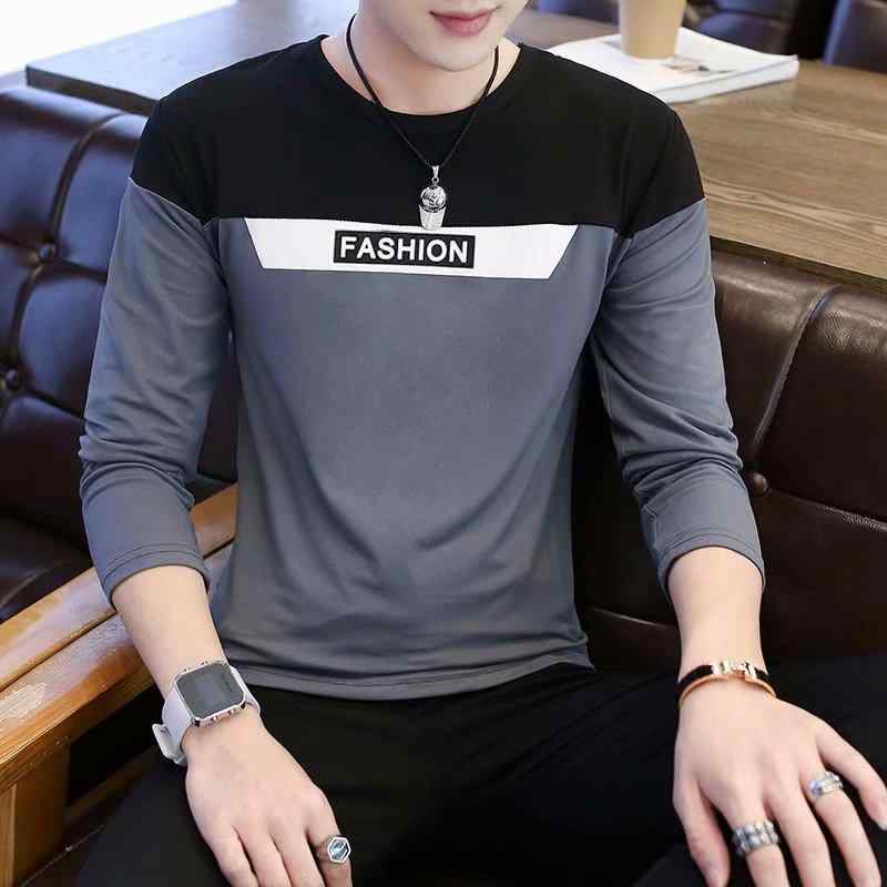 長袖 Tシャツ メンズ 秋 カジュアル 韓国 切り替え アルファベット プリント インナー トップス 普段使い ストリート ファッション|みやショップ店