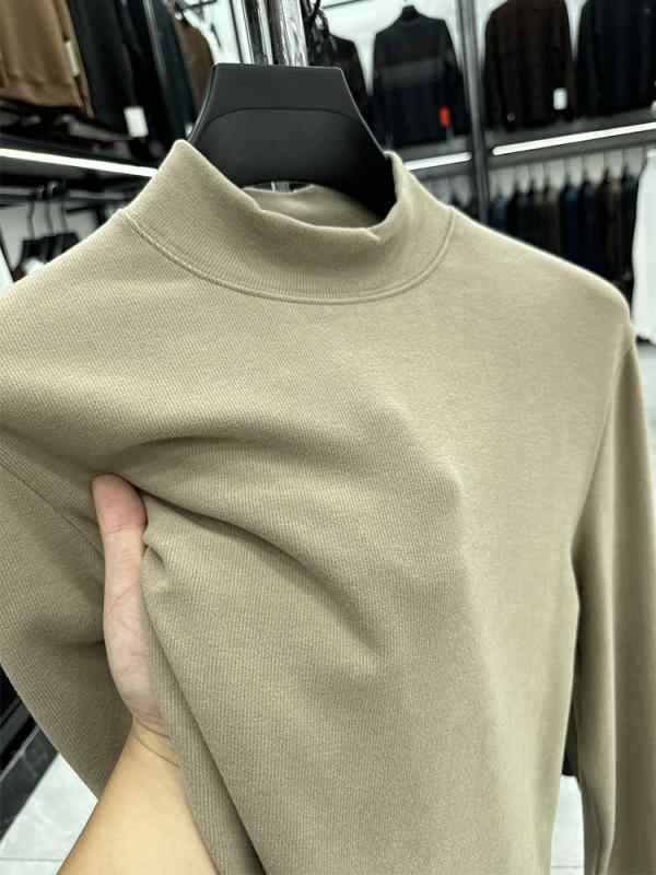 インナーTシャツ メンズ 長袖 ハーフハイネック 秋冬 保暖 フランネル素材 無地 暖か ベースレイヤー レイヤード 伸縮性 普段使い 通勤用