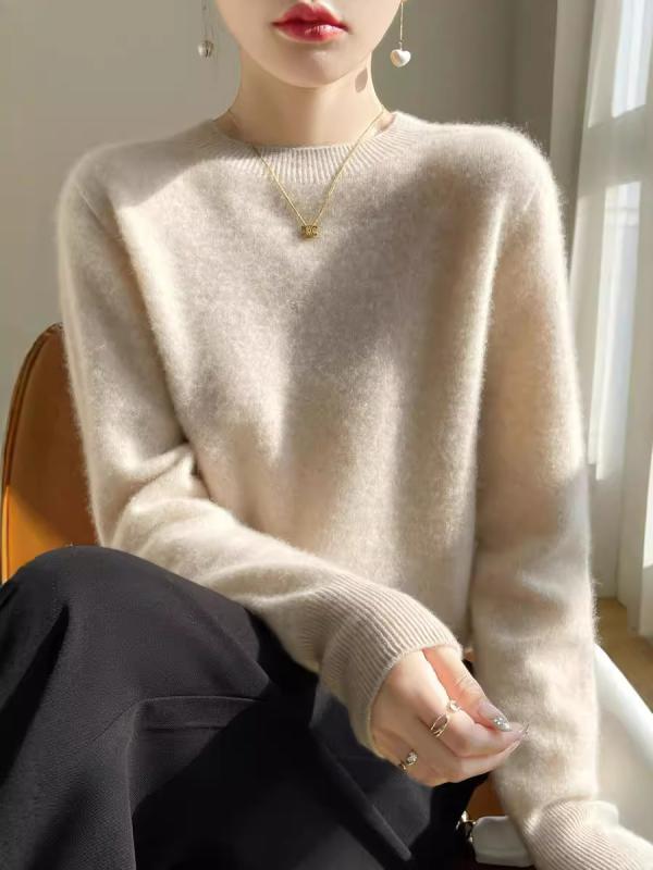 ニットセーター レディース 秋冬 ショート丈 ゆったり 長袖 クルーネック シームレス 暖か レイヤード トップス インナー