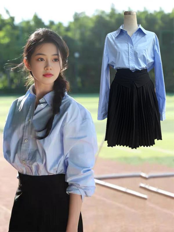 レディース 長袖 シャツ ブルー 夏用 ゆったり UVカット ラフスタイル トップス ルーズフィット 防紫外線 カジュアル 上着