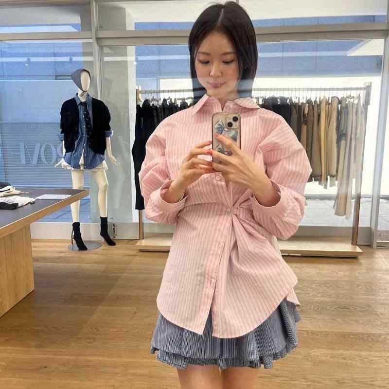 プルオーバー ゆったり 縞模様 ロゴタイプ刺しゅう 姿勢名取り草 トップス アウター 普段使い走り 心地好い 合わせ分かりやすい