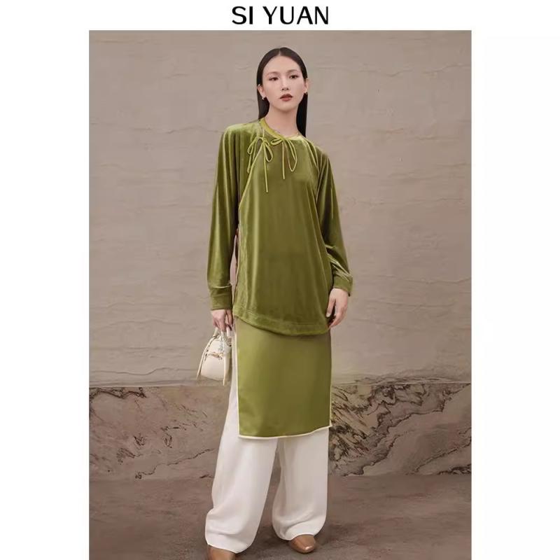 レディース ノースリーブ ブラウス 中国 斜め襟 紐付き ベルベット 素材 爽やか デザイン 女性用 トップス カジュアル スタイル ソフト タッチ