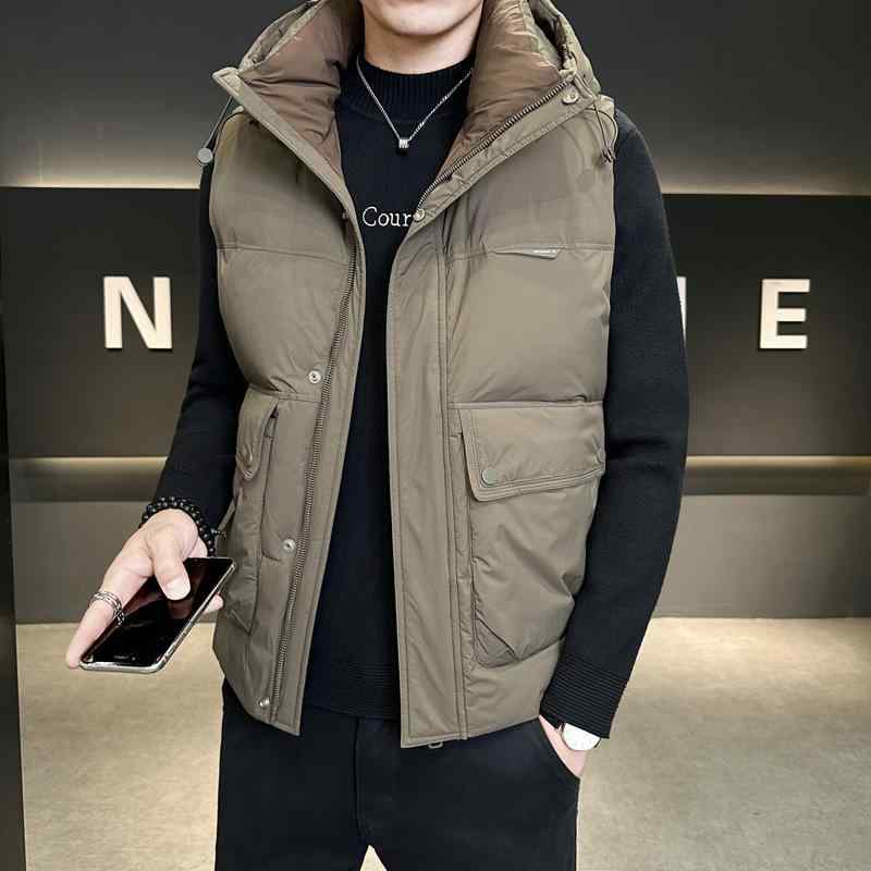 ダウンベスト メンズ 男性用 秋冬 アウター ジャケット フード付き 袖なし ジャンパー 厚手 中綿 防寒 防 軽量 暖かい 羽毛 トップス 大きいサイズ ゆったり 体型カバー カジュアル 通勤 通学 アウトドア スポーツ おしゃれ 韓国 ストリート｜みやショップ店