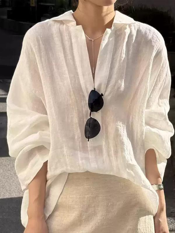 シャツ レディース ホワイト リネン 夏用 UVカット ゆったりシルエット 高級感 通気性 軽量 吸湿速乾 カジュアル 日常使い 外出向き
