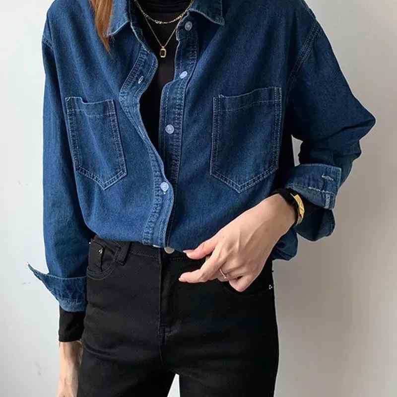 レディース デニムシャツ ブルー ゆったり ビッグシルエット アウター 春秋秋冬 レトロ ビンテージ 高級感 レイヤード カジュアル トップス デニム生地 普段使い