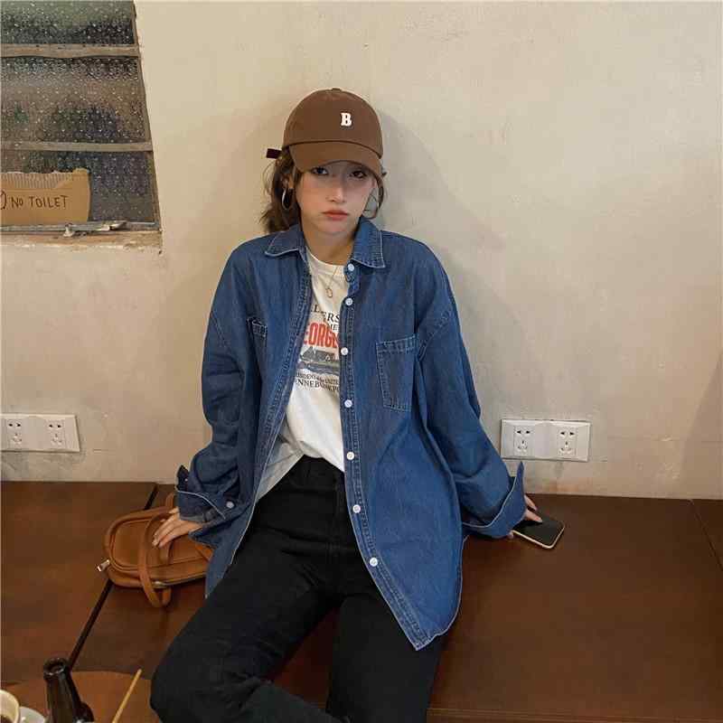 レディース 春 デニム シャツ ジャケット 韓国 学院 ゆったり カジュアル ルーズフィット 合わせやすい トップス アウター 普段使い 軽量