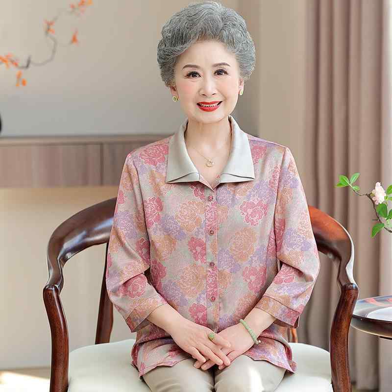 夏 レディース カーディガン シルク 花柄 七分袖 襟付き ゆったり 大きいサイズ 軽量 涼しい 通勤 普段使い 中高年 女性 トップス