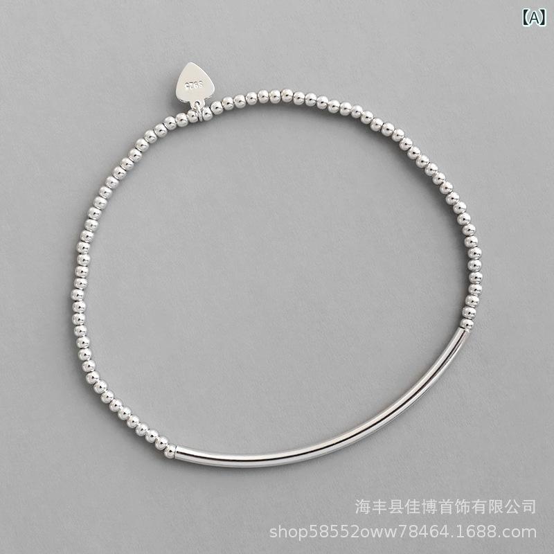 ブレスレット 925シルバー シンプル 曲線ビーズ 夏 爽やか 上品 ファッション 手首アクセサリー 女性用 日常使い 軽量 輝き エレガント スタイリッシュ アクセサリー